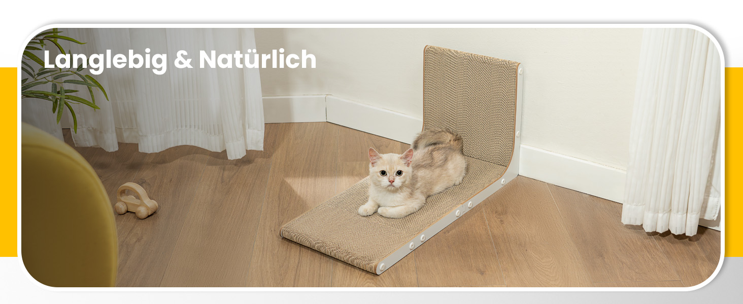 Кігтеточка для котів з коробкою та 4 змінними шарами з картону - великі кігтешні меблі з міцного гофрокартону, двосторонні шари з картону з наклейками DIY - лежанка для котів у квартирі, захист меблів. Велика коробка для котів + 4 кігтешні стовпчики + наклейки (великий, L-подібний)