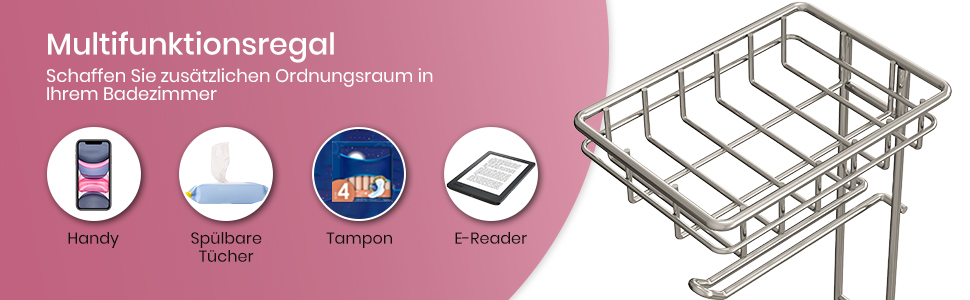 Тримач туалетного паперу TreeLen Mega Roll з нержавіючої сталі, тримач серветок та журналів, хромований, на 4 рулони