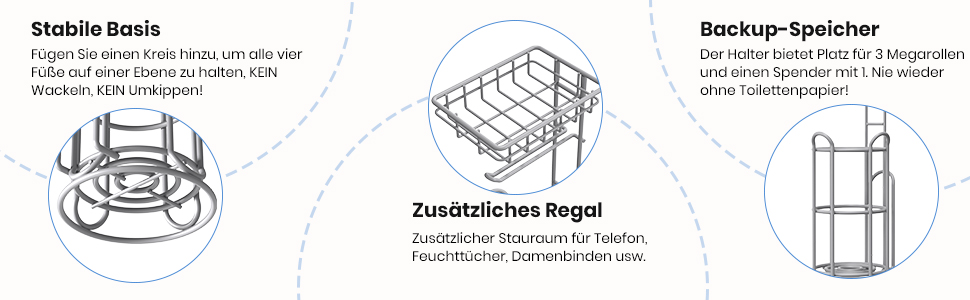 Тримач туалетного паперу TreeLen Mega Roll з нержавіючої сталі, тримач для серветок та журналів, хром (на 4 рулони)