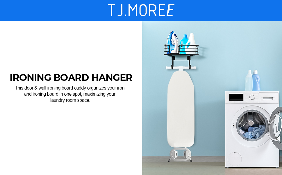 Настінна підставка для праски та гладильної дошки з великим кошиком для зберігання - міцна конструкція для пральні