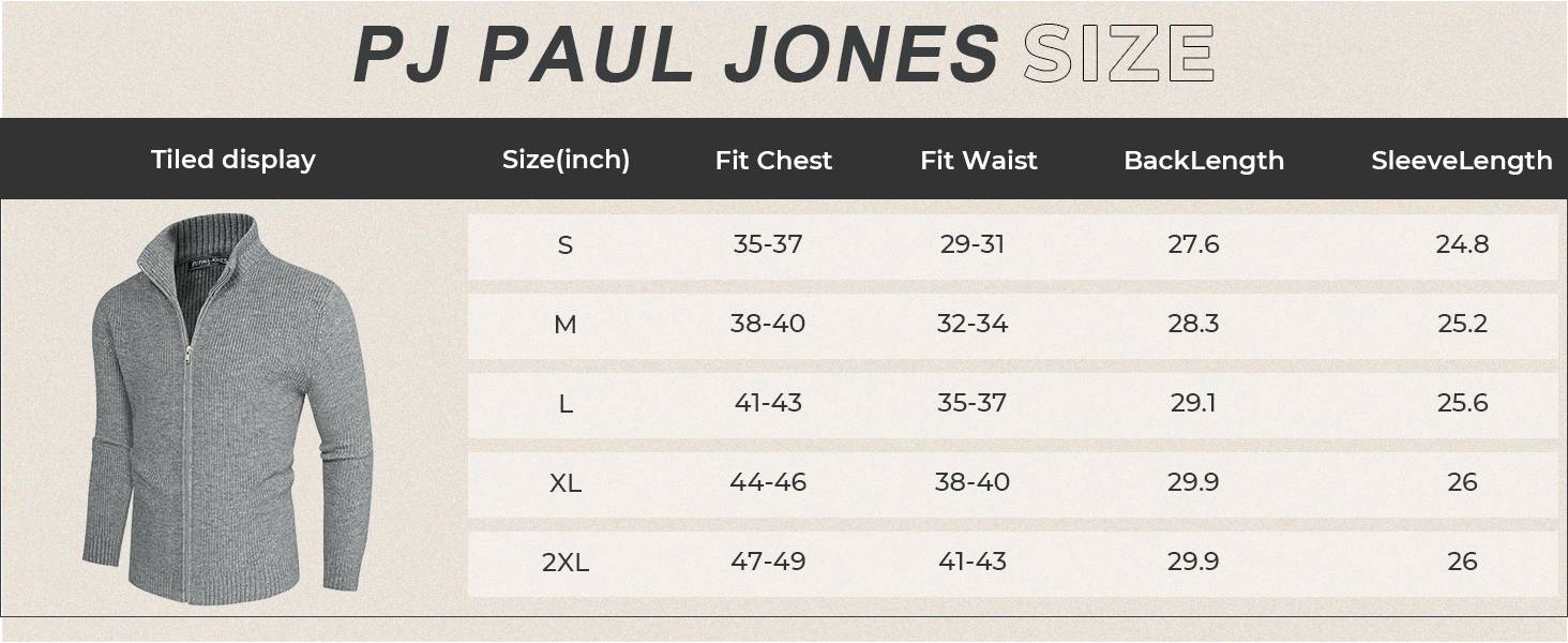 Кардиган чоловічий PJ PAUL JONES з рифленого в'язання, довгі рукави, зимова куртка, тонкий трикотаж, з коміром-стійкою та блискавкою, колір морської хвилі (S)