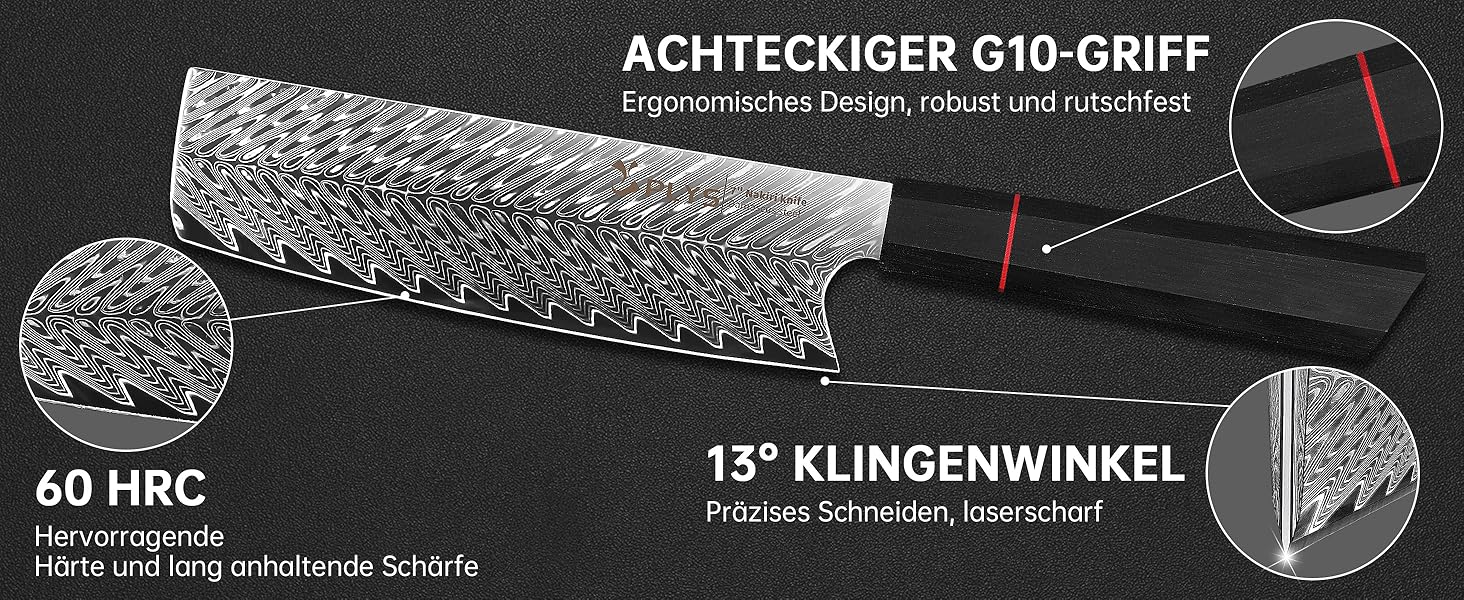 Ніж кухонний японський Kiritsuke Damast Plys 20 см, сталь VG10, 67 шарів, рукоятка G10, подарункова коробка