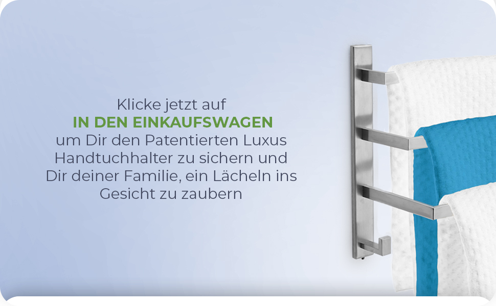 Тримач для рушників без свердління для ванної кімнати | Без бактерій | Прихований кріплення | Тримач для рушників з гачками - нержавіюча сталь SUS 304, антикорозійна, полірована