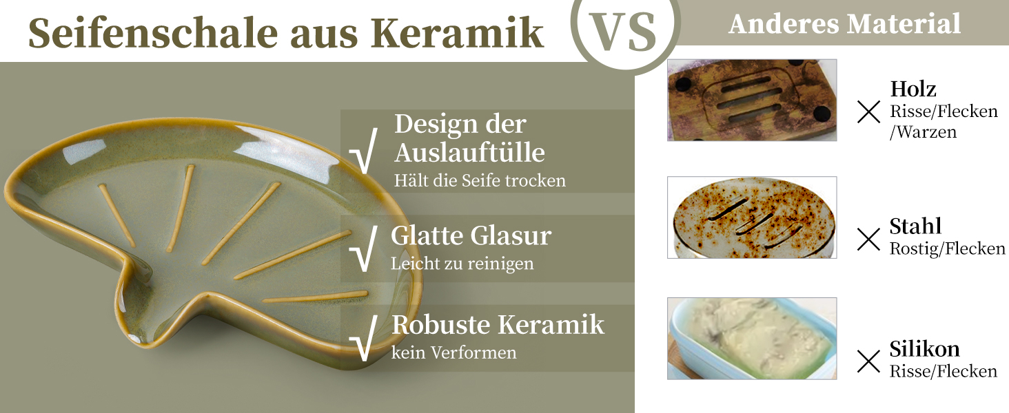 Керамічна мильниця з піддоном ANTIS'S HOME, Зелений милотримач на магнітній основі для ванної, душу та умивальника, Сучасний декор для ванної кімнати