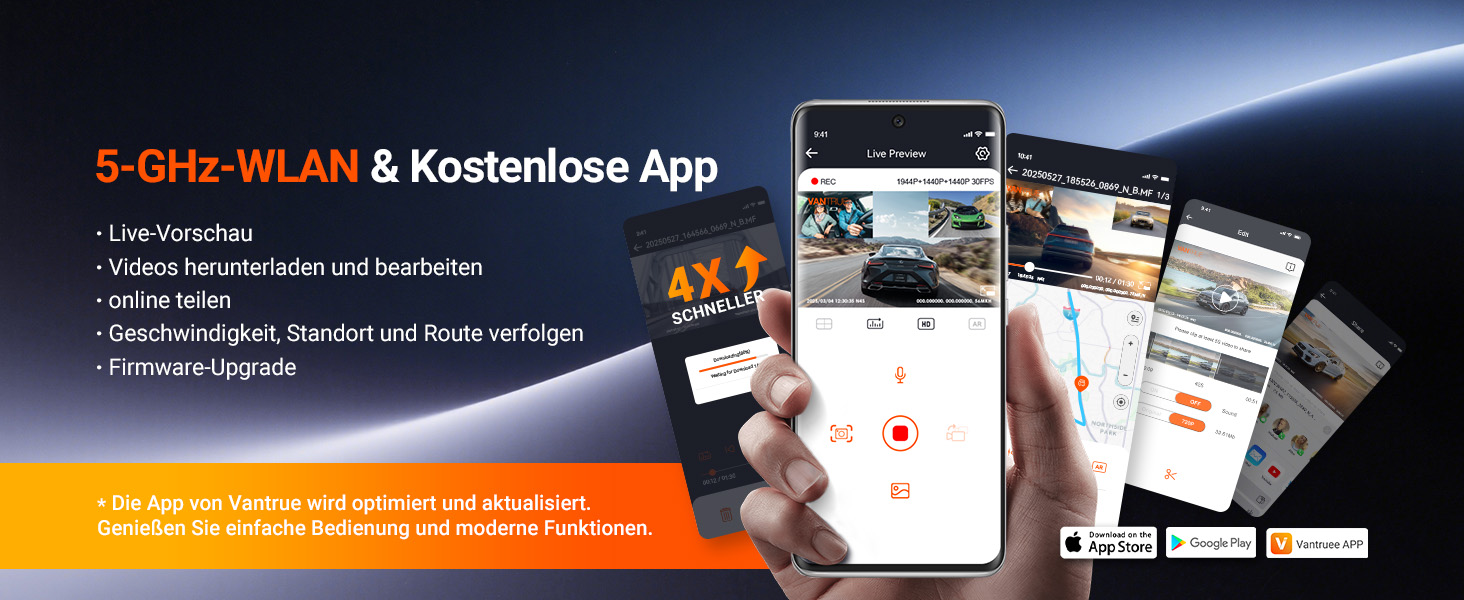 Автомобільний відеореєстратор VANTRUE N4S 3-канальний (2.7K+2.5K+1440P), STARVIS 2 HDR, нічна зйомка, 5GHz Wi-Fi, GPS, 24г паркування, G-сенсор, підтримка 1ТБ, для авто