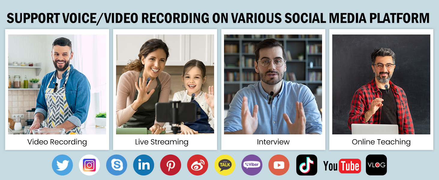 Бездротовий петличний мікрофон з 4 режимами запису для телефону, iPhone, Android та ПК – міні-мікрофон для відео, Vlog, TikTok, YouTube, стрімінгу та інтерв'ю L3