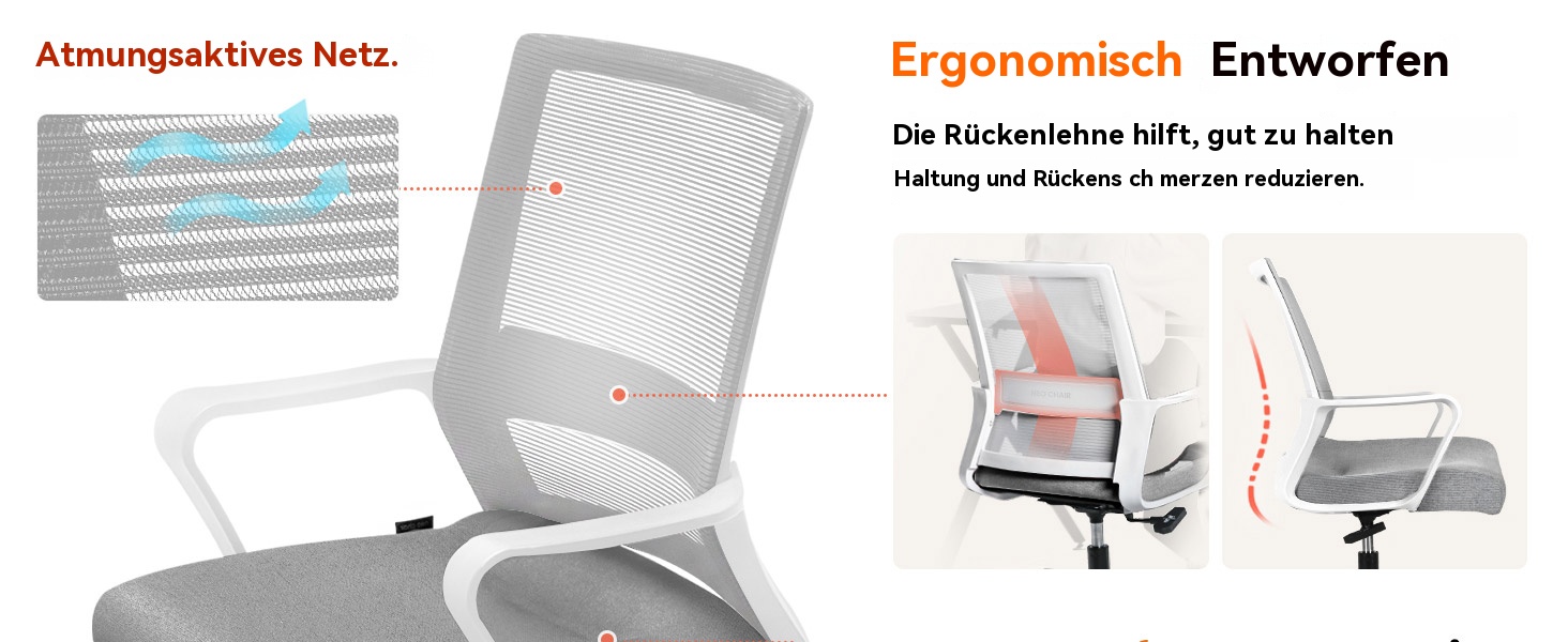 Ергономічне крісло для офісу, крісло для робочого столу з регульованими підлокітниками, 3D-підголівник та 3D-підтримка попереку, офісне крісло з функцією гойдання та нахилу (біле та чорне) (Чорний - оновлення)