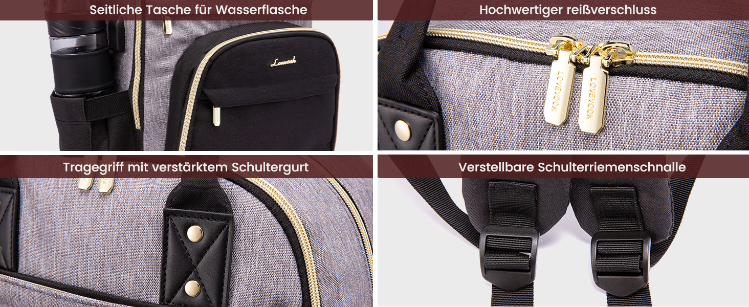 LOVEVOOK Рюкзак для дівчат та хлопців, водонепроникний, з відділенням для ноутбука 15.6 дюймів, для школи, подорожей, роботи. Серія Anti-Theft, сірий+чорний, Pu