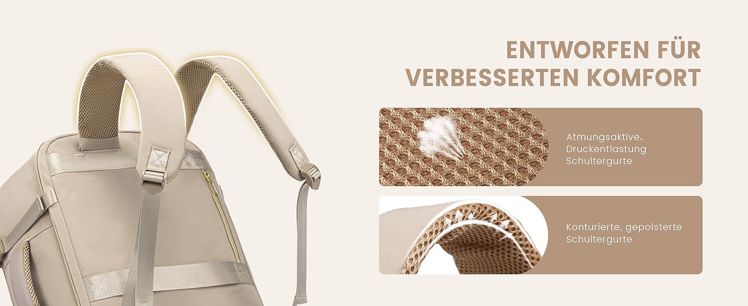 LOVEVOOK Рюкзак ручної поклажі, 17.3 дюйма, водонепроникний, 40L, для подорожей та бізнесу, рюкзак для жінок - Оливковий, Бежевий