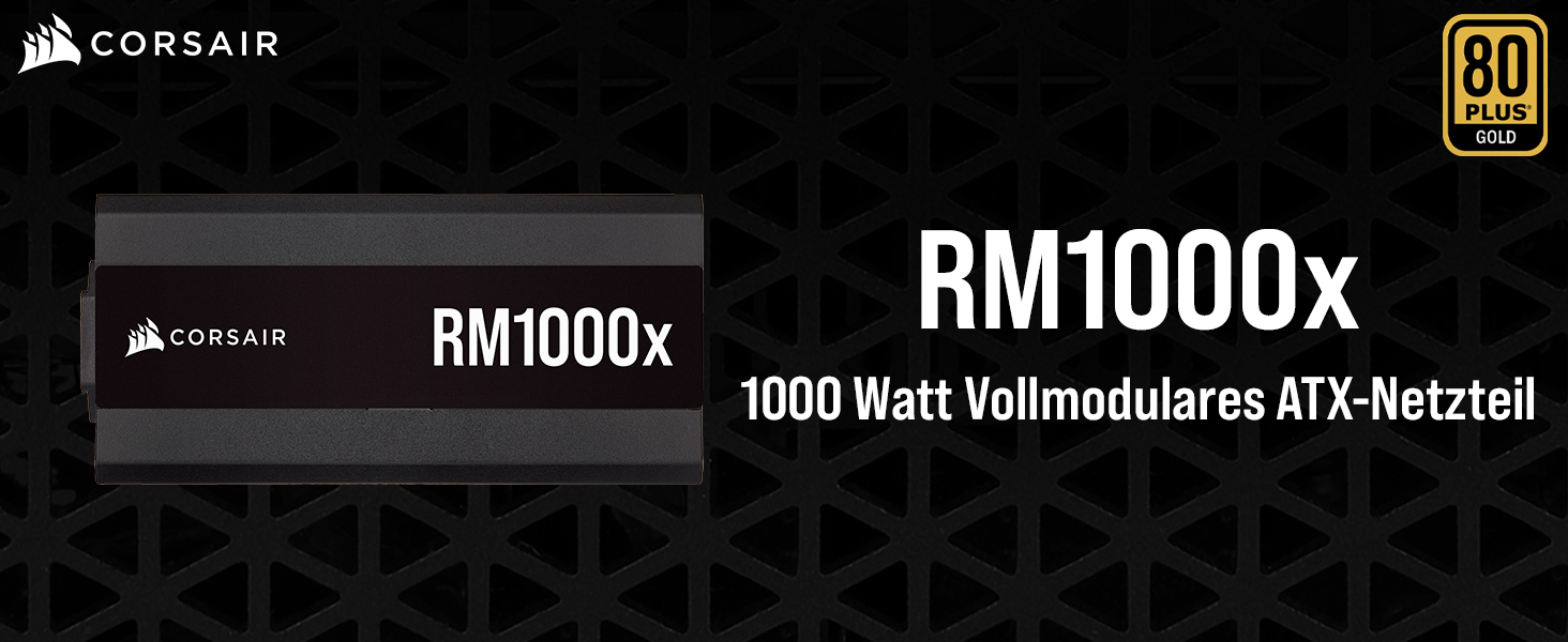 Блок живлення Corsair RM1000x 1000W 80 Plus Gold, повністю модульний, ATX, з японськими конденсаторами та 135-мм вентилятором, чорний