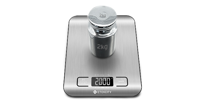 Etekcity Digital Kitchen Scale - 1g Precision, 10kg Capacity, LED Display, Tare Function, USB Rechargeable, Stainless Steel