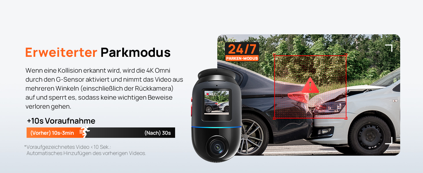 Відеореєстратор 70mai Dash Cam 4K Omni: 4K+1080P, 360° огляд, Dual STARVIS 2 HDR, GPS, WiFi, 4G LTE, 24/7 запис, AI-розпізнавання, нічне бачення, 128GB SD-карта