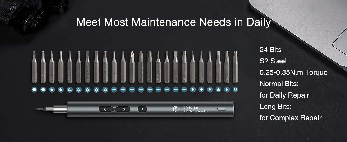 Ankilo Міні-електрошуруповерт 28-в-1: прецизійний набір викруток з LED-підсвічуванням для телефонів, годинників, ноутбуків (сірий)