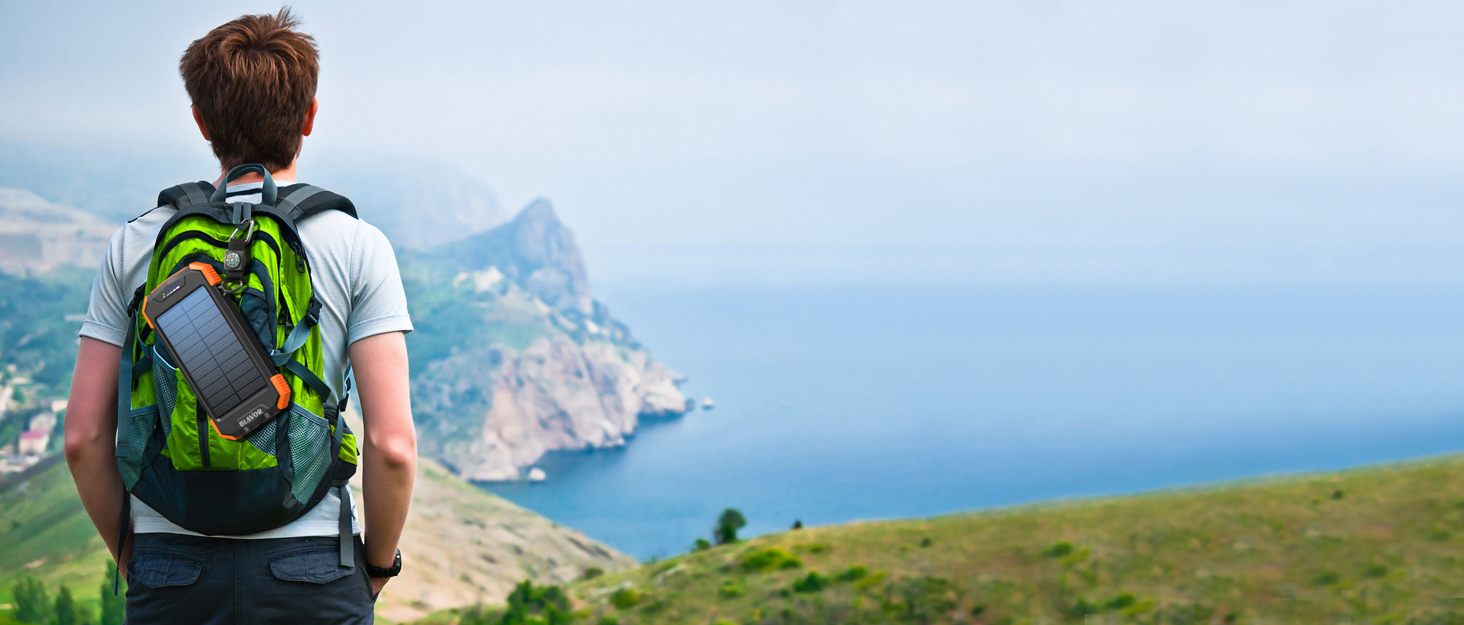 Powerbank BLAVOR 20000mAh з сонячною панеллю, USB-C PD 18W, для зарядки телефону та планшета, Orange