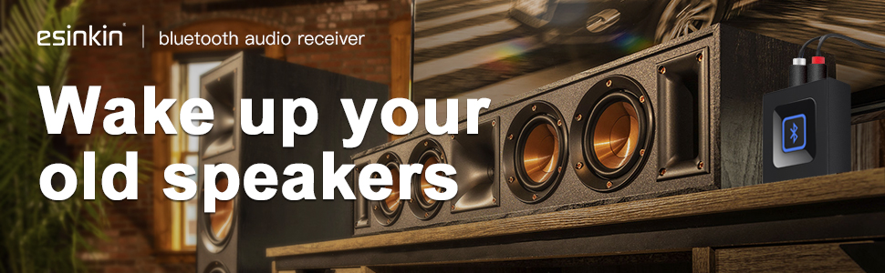Bluetooth аудіо приймач Esinkin: адаптер для ПК, Mac, смартфона, планшета, AV-ресивера, стереосистеми, 3.5 мм та Cinch роз'єми, One-Push кнопка ввімкнення/вимкнення