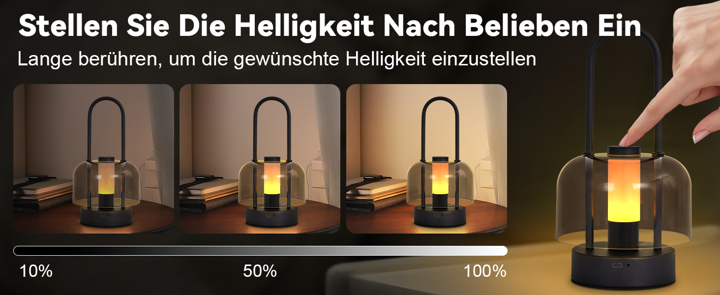 LED настільна лампа Homefire з регулюванням яскравості - акумуляторна, USB-C, 1800K-6500K, метал+акрил, чорна, з функцією пам'яті, для дому (портативна)