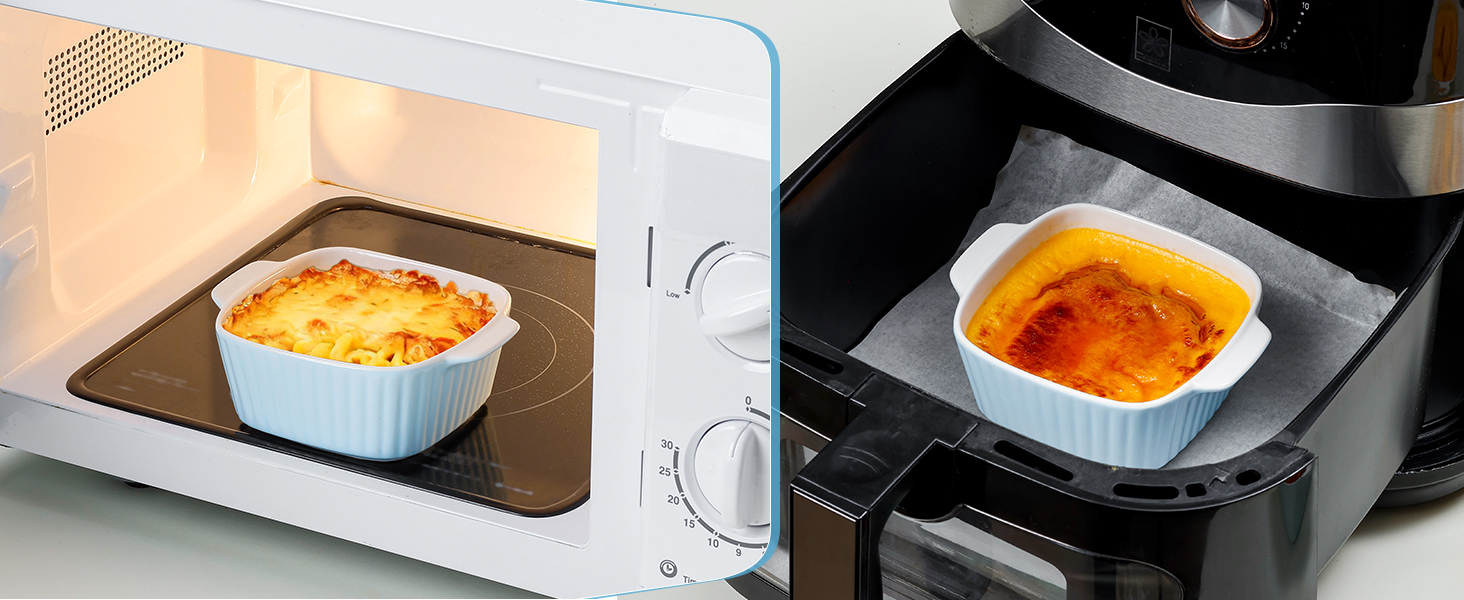 Набір форм для запікання NUTRIUPS 400мл, 4 шт., кераміка, 14.5 x 11.5 x 5.5 см, блакитний