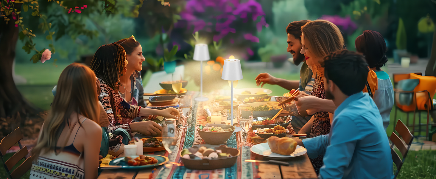 Дві бездротові LED-лампа настільні, перезаряджувані, 3000K, 7 кольорів RGB, USB-C, 5500mAh, вологостійкі, для дому та на вулицю (білі, 2 шт.)