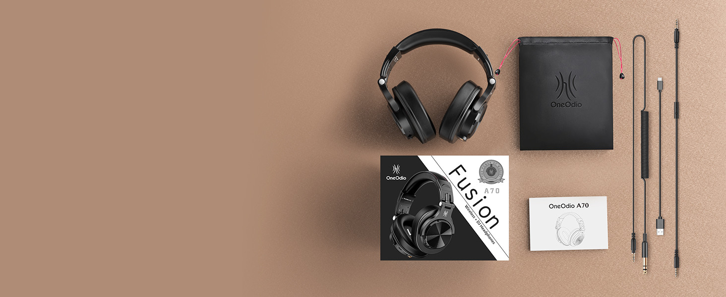 OneOdio Bluetooth навушники Over-Ear, 72 год HiFi Stereo, бездротові, з 6.35mm та 3.5mm аудіоджеком для студії, DJ, телефону, ПК, підсилювача - Чорний