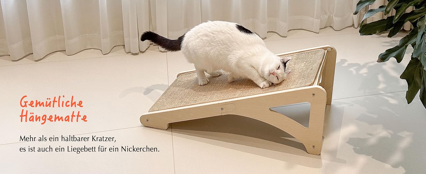 PETKARAY Драбина-кіготь для котів, L-подібна, 68 см, з сизалю, для стіни та кута, з котячою м'ятою та іграшкою-мишкою