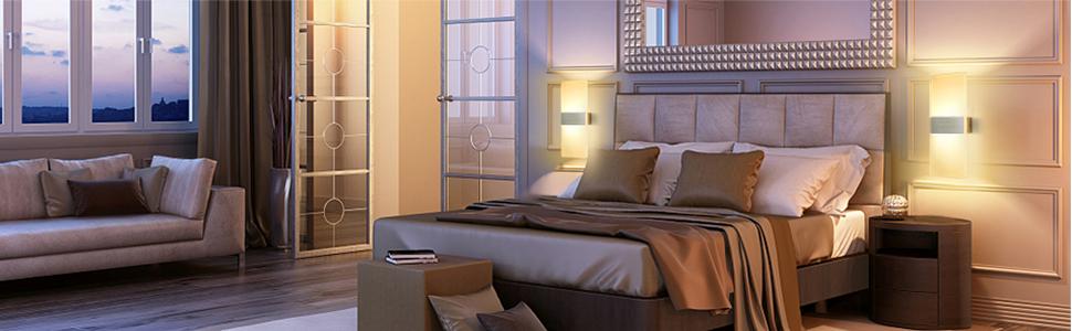 LED настінне освітлення ChangM 2 шт. 12W з вимикачем, диммер, акрил, тепле світло 2700K для дому, вітальні, спальні, сходи, коридору