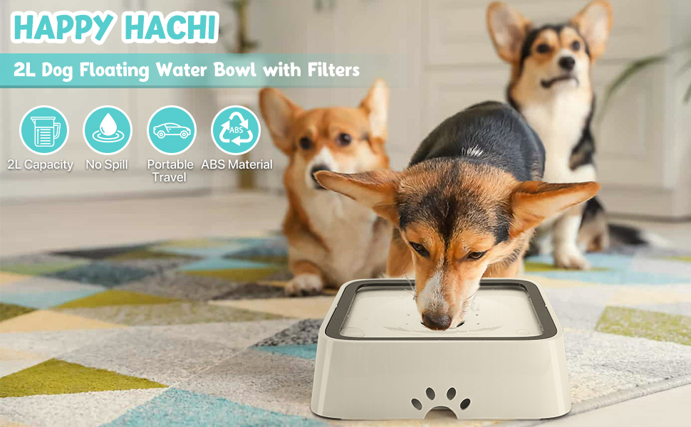 Миска для води для собак Happy Hachi з вугільним фільтром, повільний водопоїльник, антивитікання, нековзна, для дому (9x9x0.5 см)