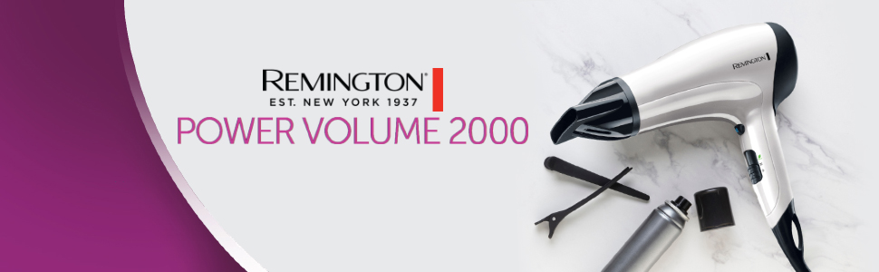 Фен Remington Power Volume D3015: легкий, компактний, 2000 Вт, з насадкою для укладки та дифузором