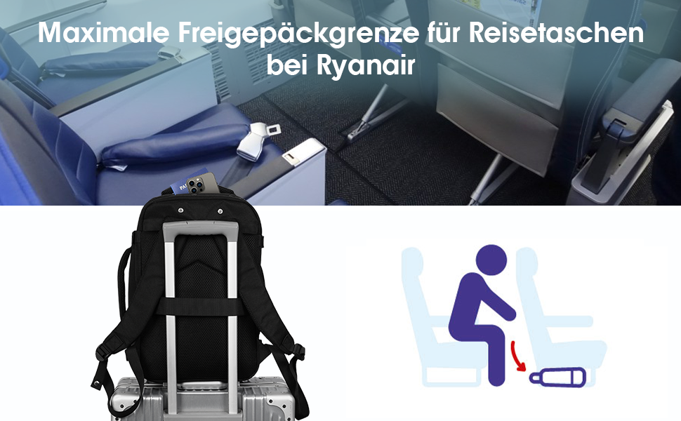 Рюкзак ручна поклажа 40x20x25 для Ryanair, водонепроникний, екологічний, під сидіння, 20л, для ноутбука, жіночий, сірий