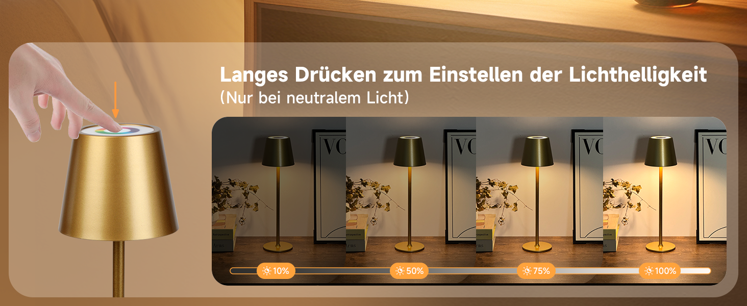 2 шт. Бездротові LED-лампи настільні, перезаряджувані, 3000K та RGB, USB-C, 5500mAh, золоті (2 шт.)