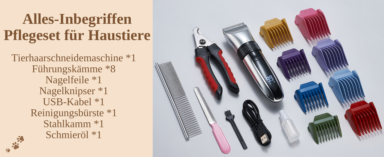 Електрична машинка для грумінгу домашніх тварин BarberBoss QR-9082 – бездротова, з керамічними лезами та LED-дисплеєм