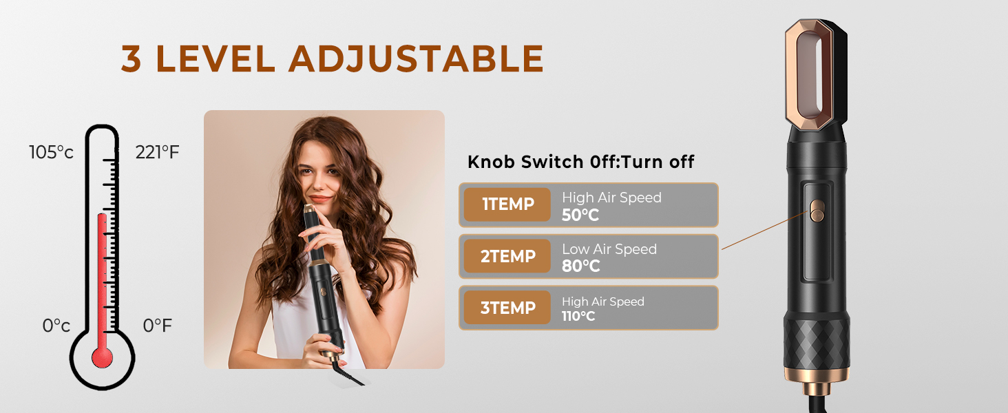 Набір для укладки волосся Pro Hairstyler 6 в 1: фен-щітка, стайлер, іонізація, 1000W, чорно-золотий