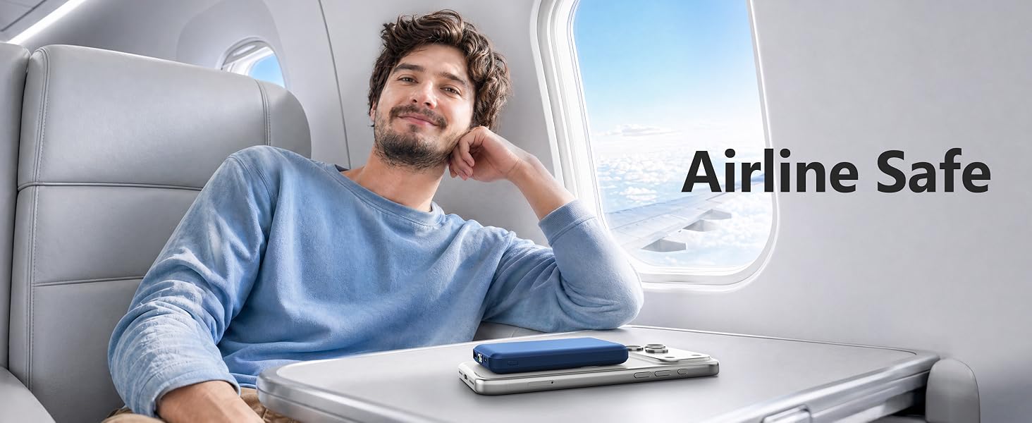 Бездротовий Power Bank AOGUERBE MagSafe 10000mAh, швидка зарядка 22.5W, USB-C, для iPhone 17/16/15/14/13/12 Pro Max (Блакитний)