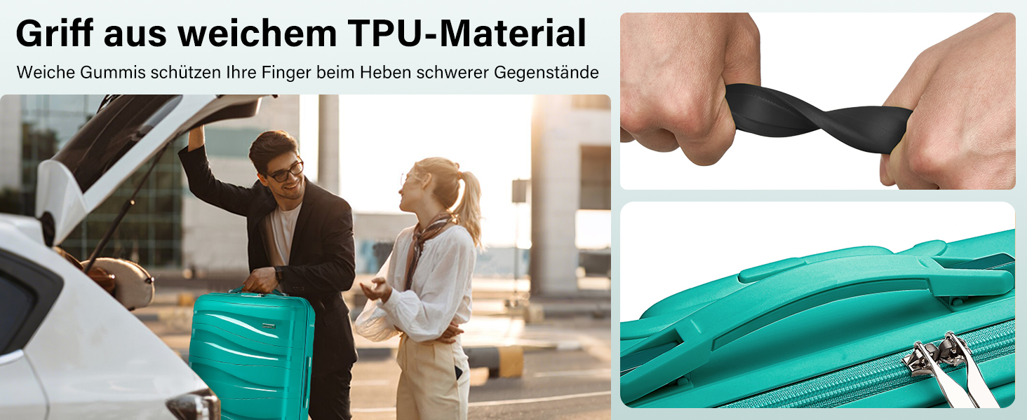 KONO Чемодан середнього розміру 65см з поліпропілену, з TSA замком, 65x46x26.5см (Зелений)