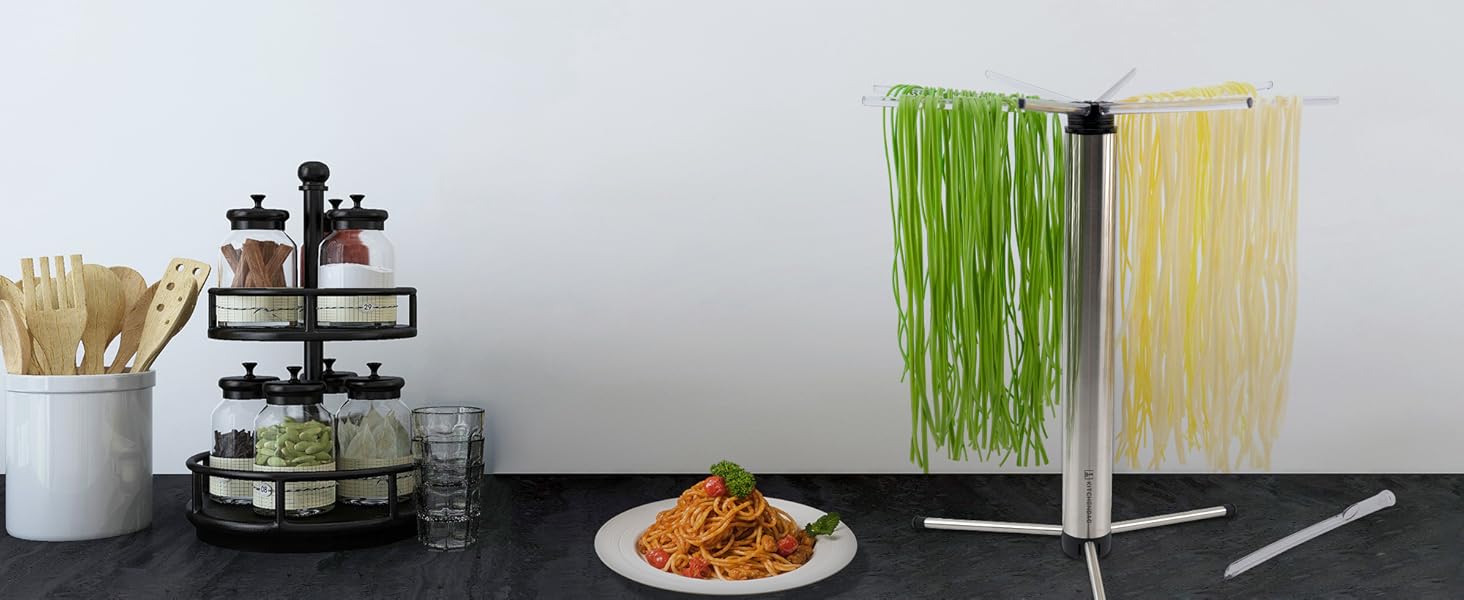 Сушарка для макарон KITCHENDAO на 3 кг, компактна, з обертовою системою, знімна для легкого чищення, нековзкі ніжки