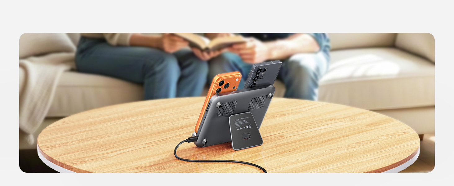 Двопортова індукційна зарядка SwanScout 504 для 2 телефонів та AirPods/Galaxy Buds (30W)