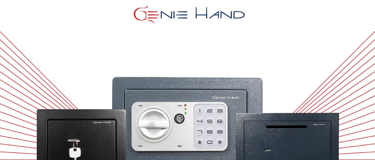 Сейф меблевий Genie Hand для дому з електронним замком, ключем та щілиною для депозитів – клас B, захист від вибивання