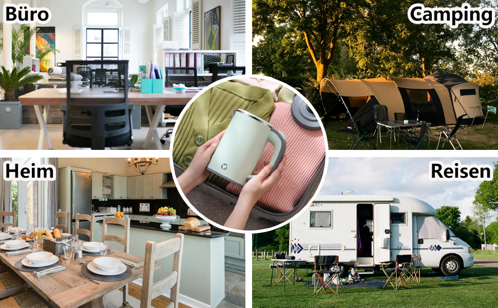 Електричний чайник MiliPow 0.8 л, 600W, для подорожей, з нержавіючої сталі, швидкий, з автовимкненням (чорний)