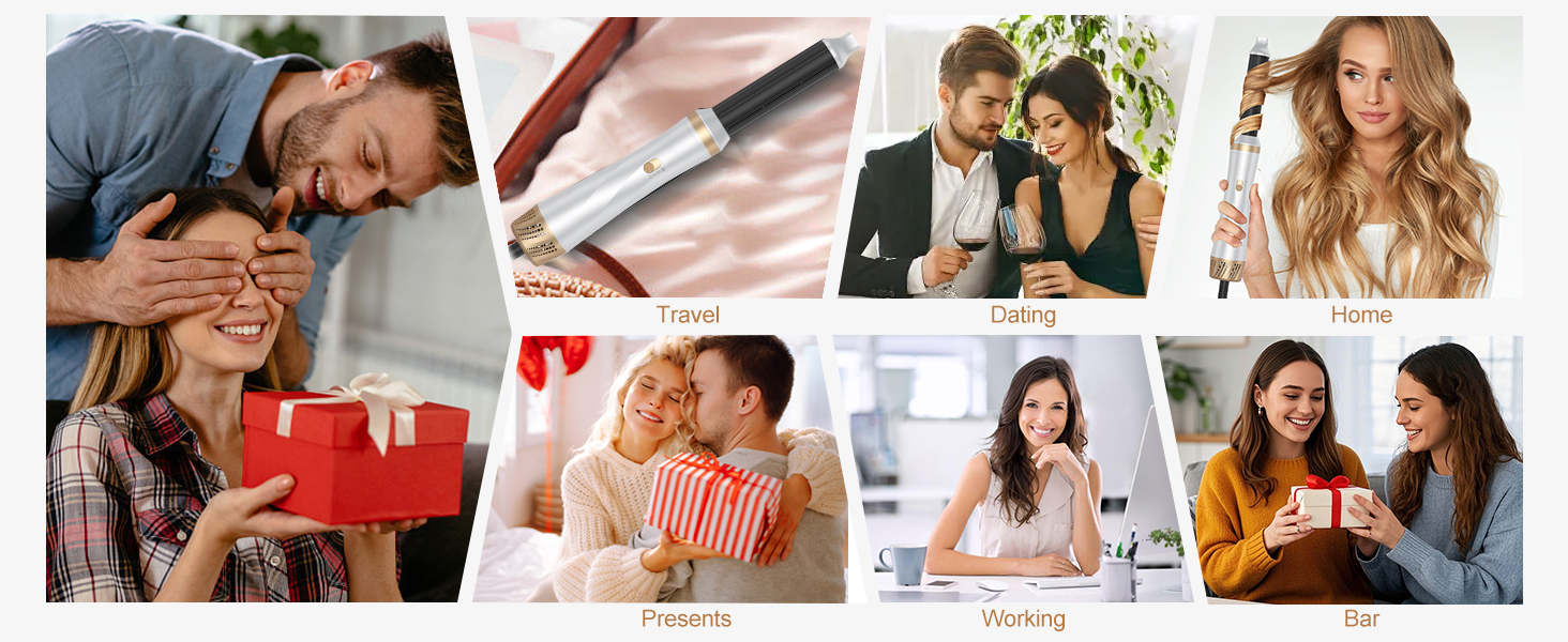 Набір для укладки волосся Souvik: щітка-фен, плойка, об'єм, сушка (білий)