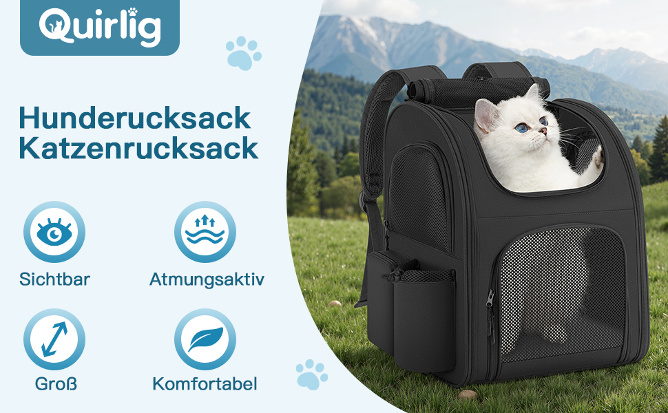 Рюкзак для тварин до 10 кг з сіткою, чорний. Зручний та дихаючий рюкзак для собак та котів з внутрішньою безпечною лінією та килимком.