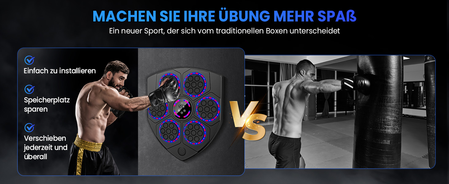 Wall-Mounted Boxing Target Machine with LED Lights & Bluetooth - Adult & Kids Fitness