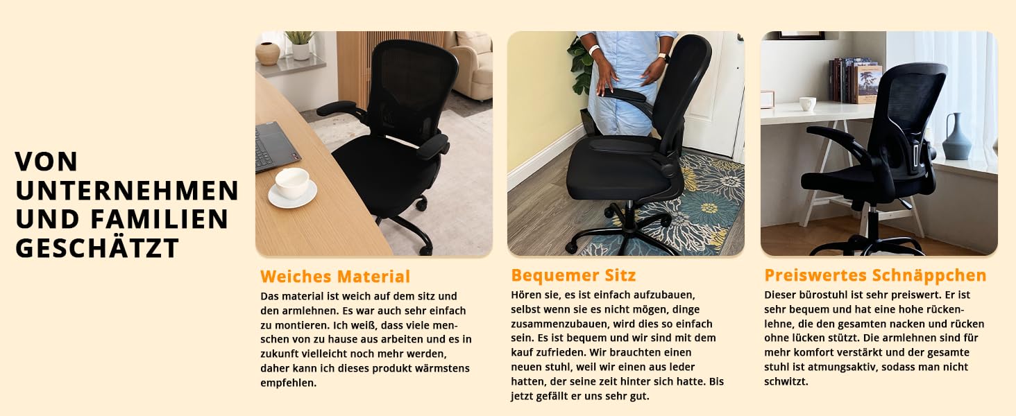 Офісне крісло Synorla: ергономічне, чорне, 150 кг, регульована поперекова підтримка