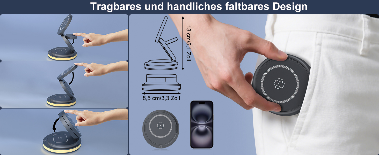 Універсальна зарядна станція 3 в 1 для Apple Watch, iPhone та AirPods з адаптером EU 30W