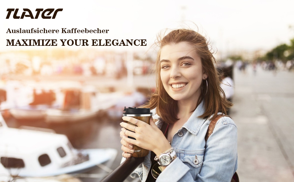 Термокружка для кави з кришкою, 380 мл, з нержавіючої сталі, блакитна