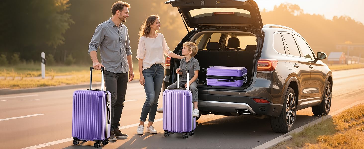 Набір валіз 3 в 1, жорсткий корпус, валізи та ролери з 4 колесами та кодовим замком, ручна валіза, темно-зелений набір