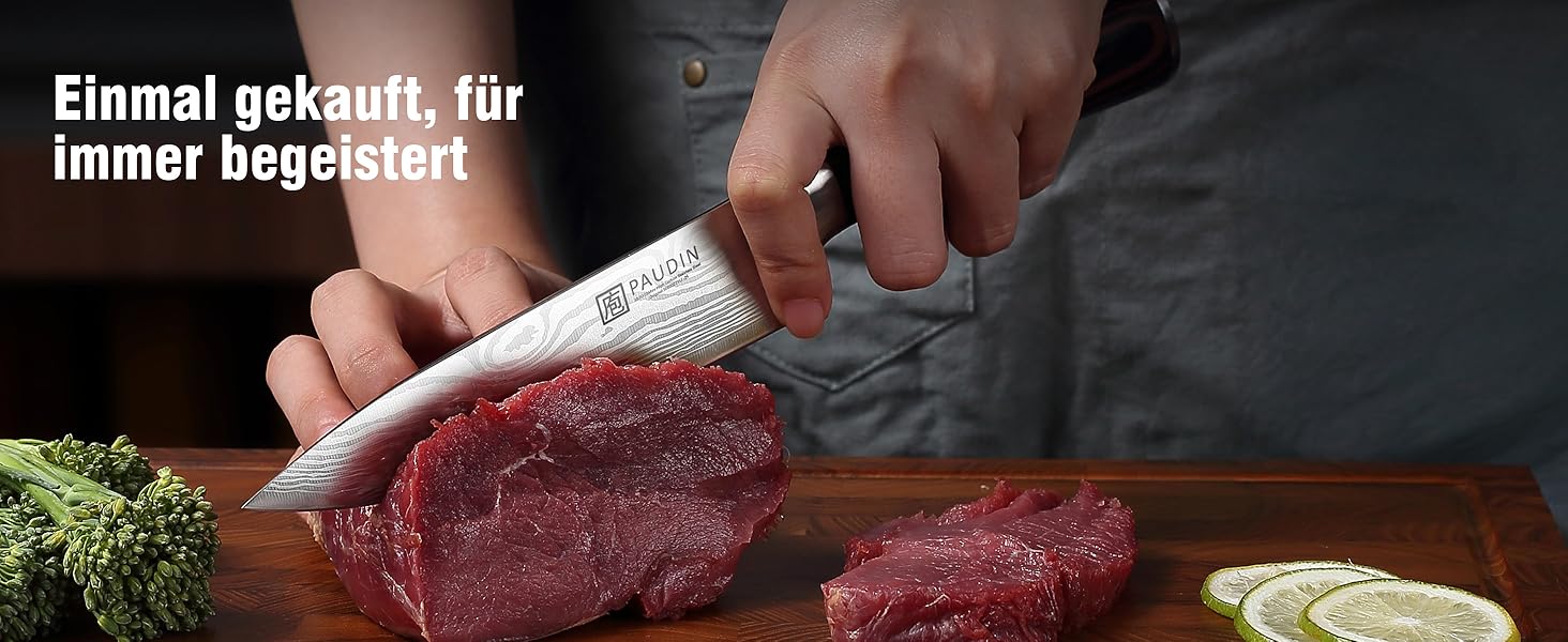 PAUDIN Ніж кухарський 15 см, професійний, з нержавіючої сталі, з ергономічною ручкою з дерева