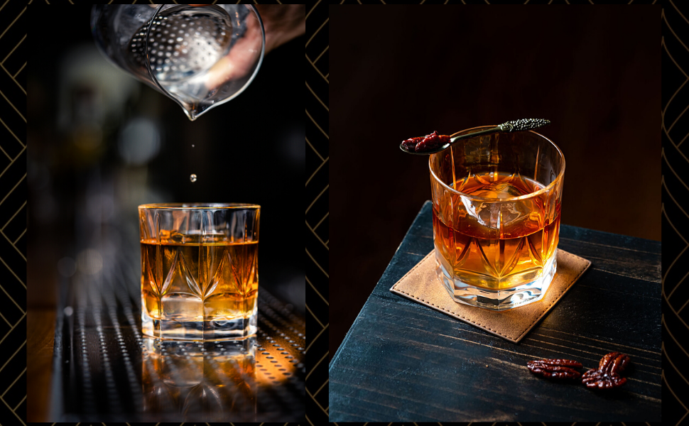 Склянки для віскі Crystal Imperial з екологічного скла, набір 2 шт (355 мл) – ідеально для скотчу, бурбону та коктейлям Old Fashioned. Подарункова коробка з золотим декором.