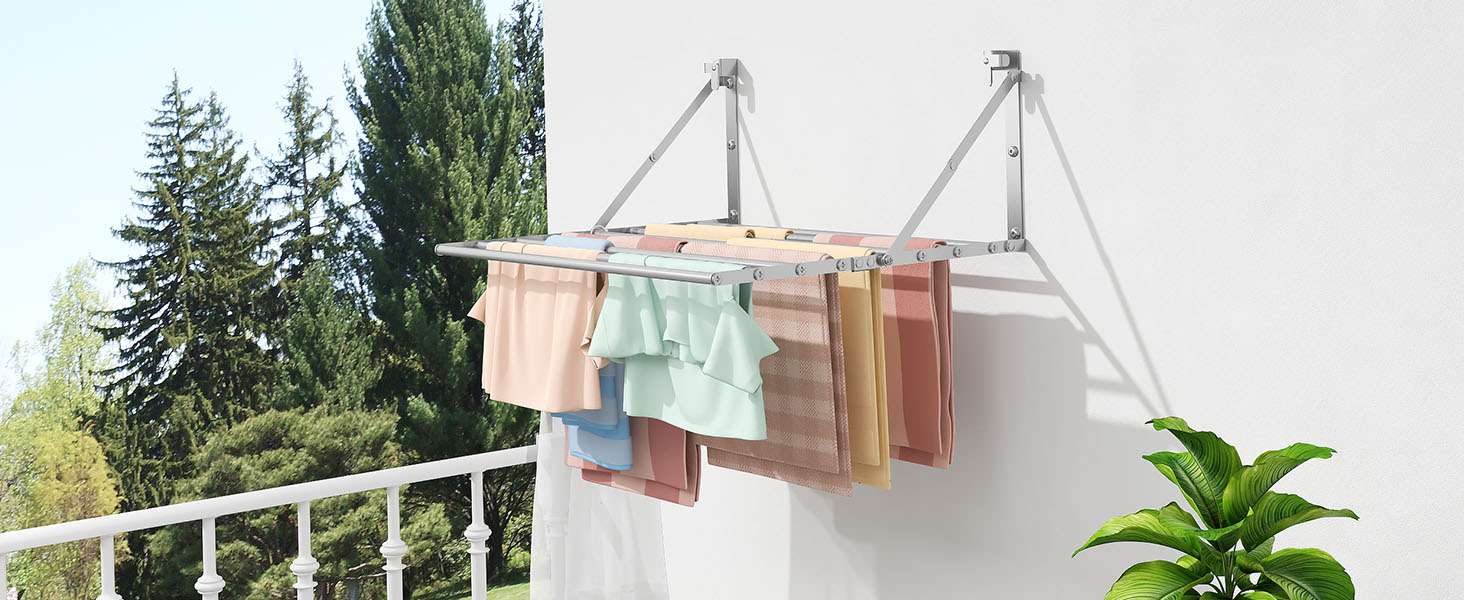 Настінна сушарка для білизни Innotic - розкладний, вологостійкий, сірий, 60 см