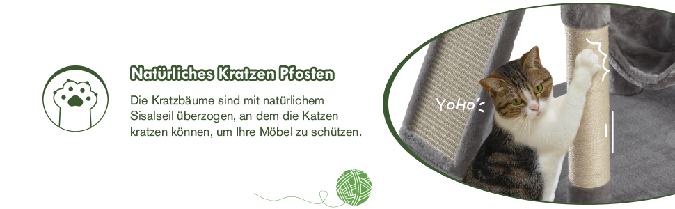 Котячий комплекс MUTICOR 168 см з кількома рівнями, гамак, кошики та іграми для великих котів (сірий)