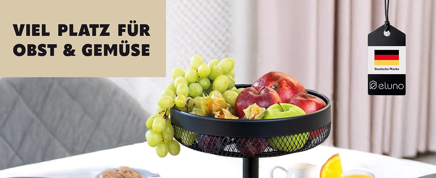 Двоярусна кругла фруктова тарілка Eluno / Корзина для хліба, металева, чорна | Для кухні та вітальні