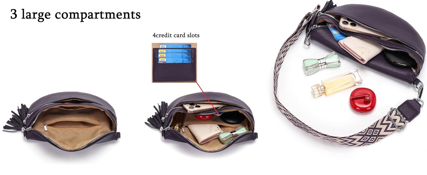 Сумка на пояс жіноча бежева, кросбоді, середнього розміру з відділенням для карт та 2 ремінцями - Lila